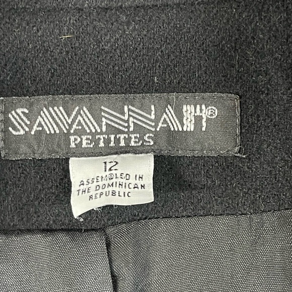 Savannah Petites Women's Black Wool Blazer Size 12 Formal One-Button - Picture 4 of 10